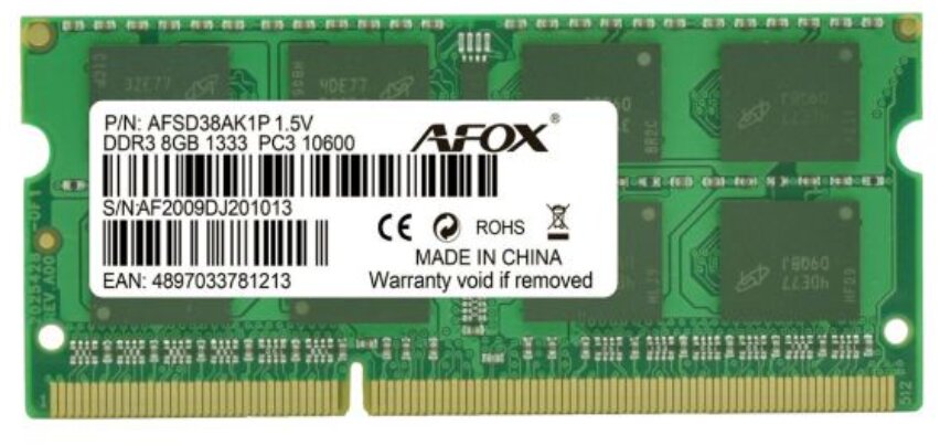 AFOX SO-DIMM DDR3 8GB memory module 1333 MHz цена и информация | Operatiivmälu (RAM) | kaup24.ee