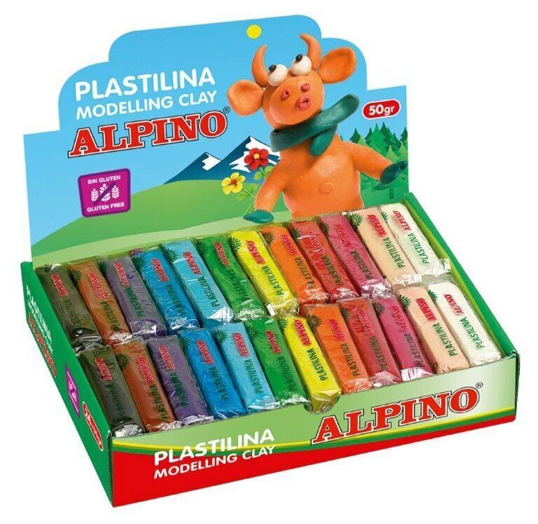 Plastiliin Alpino, 24 värvi x 50g цена и информация | Kunstitarbed, voolimise tarvikud | kaup24.ee