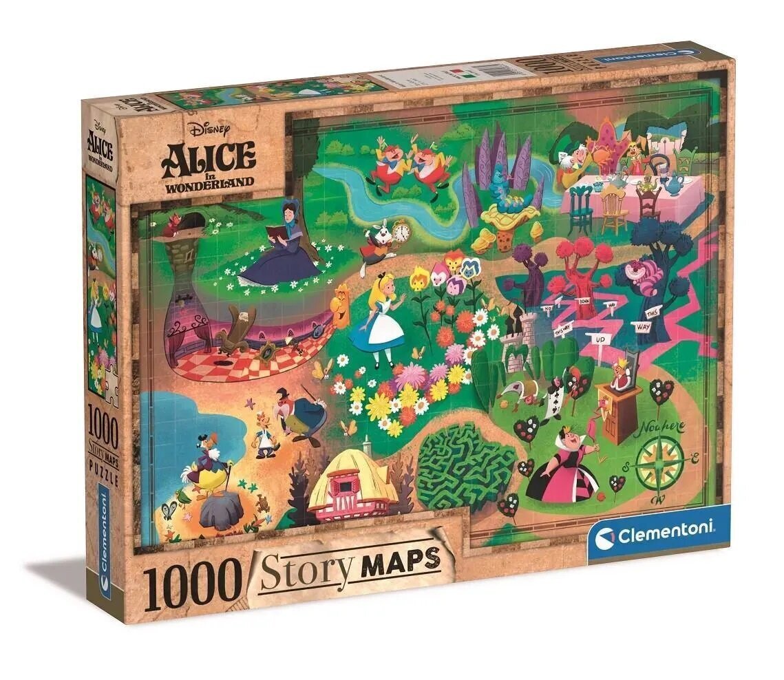 Pusle Clementoni Story Maps Alice in Wonderland, 1000-osaline hind ja info | Pusled | kaup24.ee