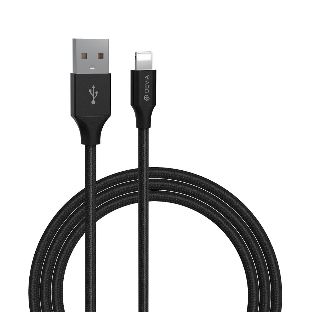 USB - Lightning kaabel Devia 2,0 m 2,1A black цена и информация | Mobiiltelefonide kaablid | kaup24.ee