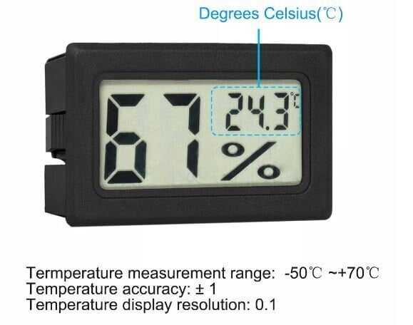 Mini digitaalne termomeeter/hügromeeter, Must hind ja info | Ilmajaamad, termomeetrid | kaup24.ee