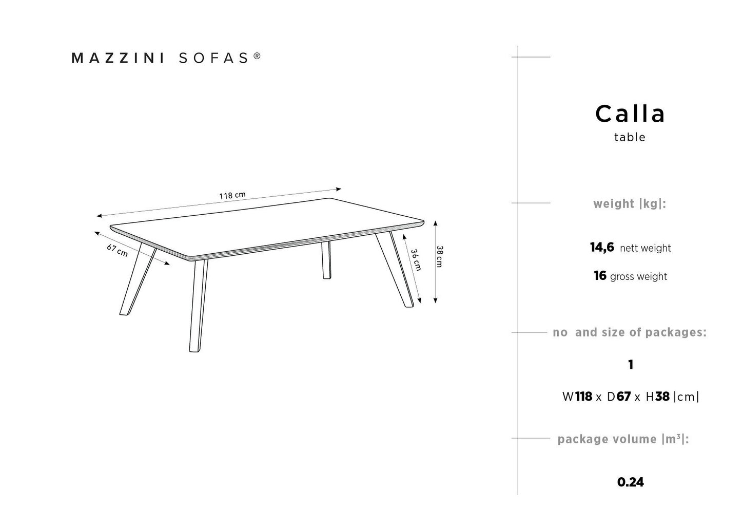 Diivanilaud Mazzini Sofas Calla, must/pruun hind ja info | Diivanilauad | kaup24.ee