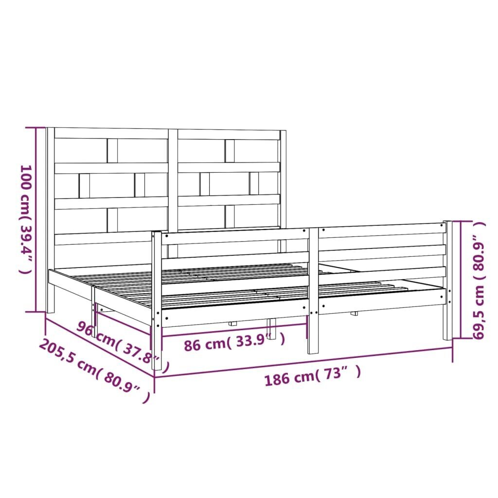 vidaXL voodiraam, täismännipuit, 180 x 200 cm hind ja info | Voodid | kaup24.ee