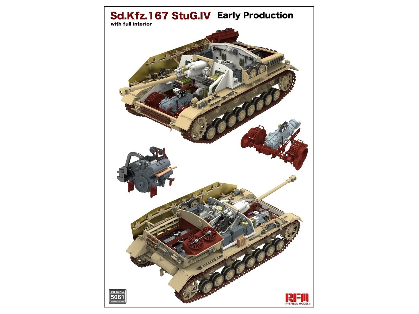 Rye Field Model - Sd.Kfz. 167 StuG IV Early Production w/full interior, 1/35, RFM-5061 hind ja info | Klotsid ja konstruktorid | kaup24.ee