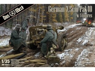 Das Werk - German 7,5cm Pak40 w/4 figures, 1/35, 35027 цена и информация | Конструкторы и кубики | kaup24.ee