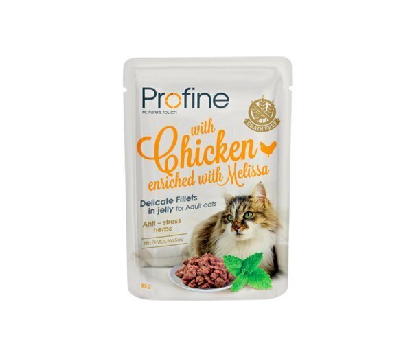 Profine Cat Pouch Chicken in Jelly märgtoit kassidele 85g цена и информация | Konservid kassidele | kaup24.ee