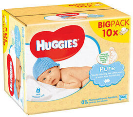 Niisked salvrätikud Huggies Pure, 560 tk цена и информация | Влажные салфетки | kaup24.ee