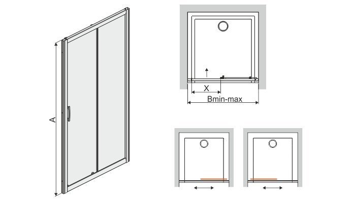 Dušikabiini uks niššile Sanplast TX D2/TX5b 90s, profiil valge, läbipaistev klaas W0 hind ja info | Dušikabiinide uksed ja seinad | kaup24.ee