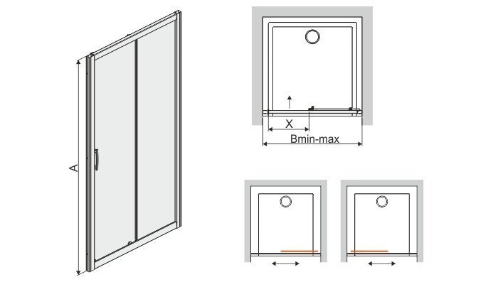 Dušikabiini uks niššile Sanplast TX D2/TX5b 90s, profiil pergamon, kaunistatud klaas grey hind ja info | Dušikabiinide uksed ja seinad | kaup24.ee