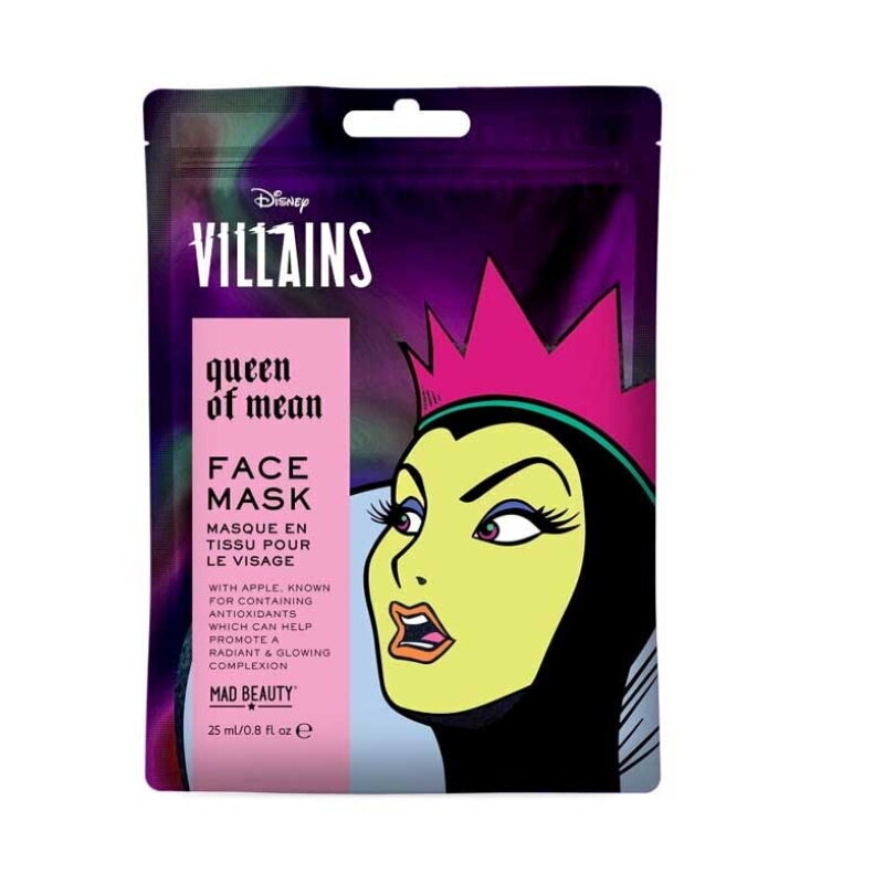 Niisutav ja lõbus näomask Mad Beauty POP Villains After Summer Sun & Pool Kids (1 tk Evil Queen õun x 25 ml) hind ja info | Laste ja ema kosmeetika | kaup24.ee