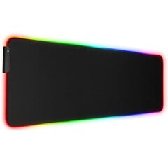 Riff RGB-01 Игровой коврик для мышки прорезиновой ткани с USB RGB Цветныой LED подсветкой (80x30cm) Черный цена и информация | Мыши | kaup24.ee