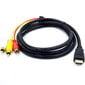 HDMI isane 3RCA heli- ja videokaabel Riff, 1 m, must цена и информация | Kaablid ja juhtmed | kaup24.ee