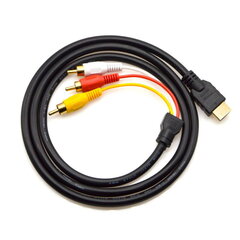 HDMI isane 3RCA heli- ja videokaabel Riff, 1 m, must hind ja info | Kaablid ja juhtmed | kaup24.ee