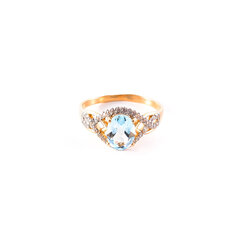 Золотое кольцо с голубым топазом ZGT143015013BT цена и информация | Кольца | kaup24.ee