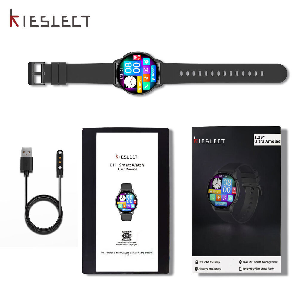 Nutikell Kieslect K11, must hind ja info | Nutikellad (smartwatch) | kaup24.ee