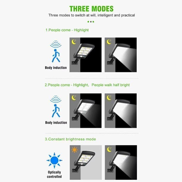 Veekindel päikese induktsioon tänavavalgusti kaugjuhtimispuldi ja liikumisanduriga IP65, 120W, 3000lm цена и информация | Aia- ja õuevalgustid | kaup24.ee