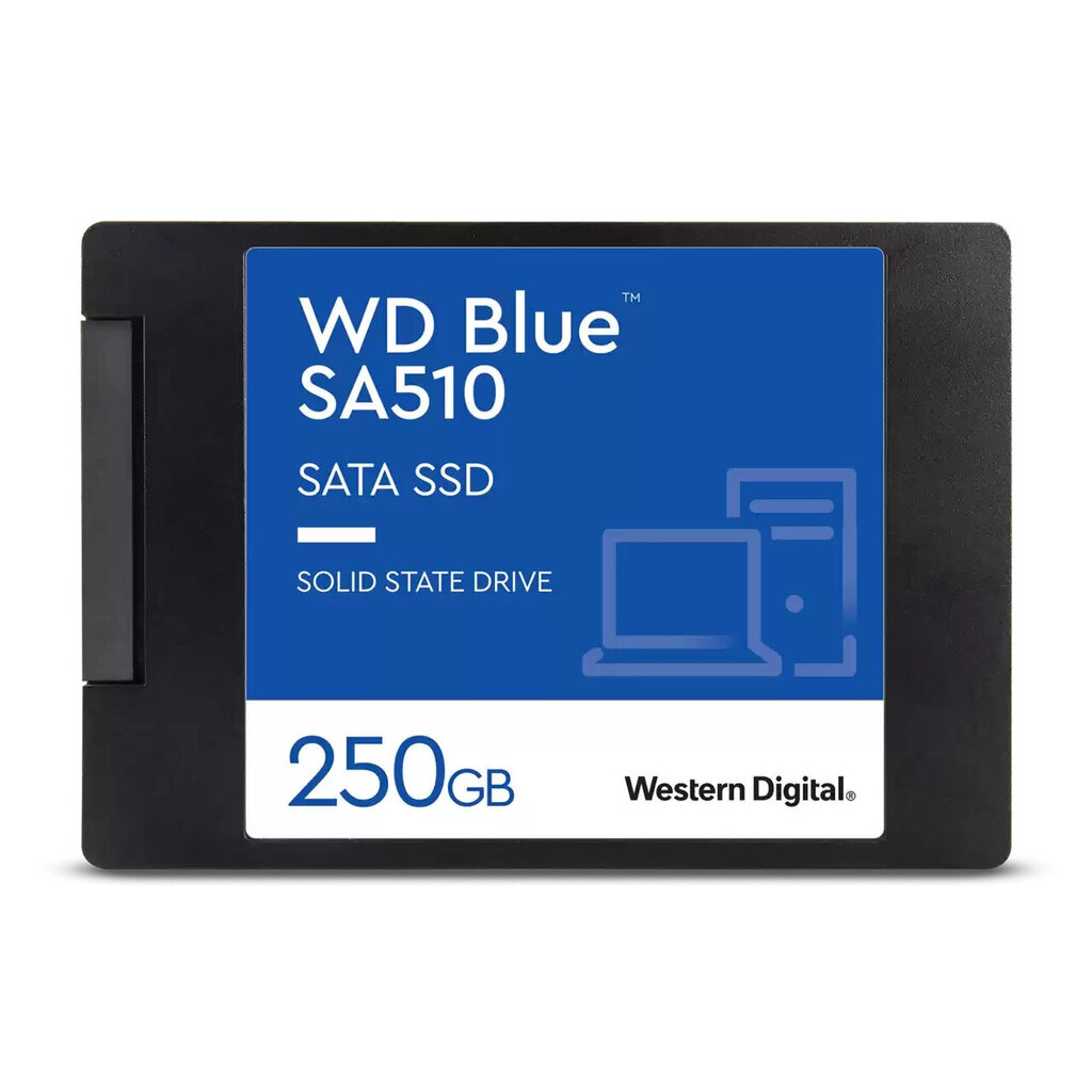 SSD|WESTERN DIGITAL|Blue SA510|250GB|SATA 3.0|Kirjutuskiirus 440 MBait/s|Lugemiskiirus 555 MBait/s|2,5"|TBW 100 TB|MTBF 1750000 tundi|WDS250G3B0A hind ja info | Sisemised kõvakettad (HDD, SSD, Hybrid) | kaup24.ee