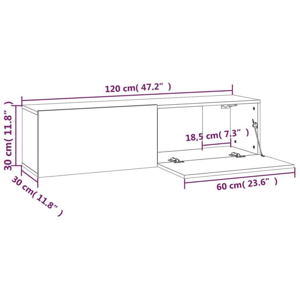 vidaXL teleri seinakapp, hall Sonoma, 120 x 30 x 30 cm, tehispuit hind ja info | TV alused | kaup24.ee