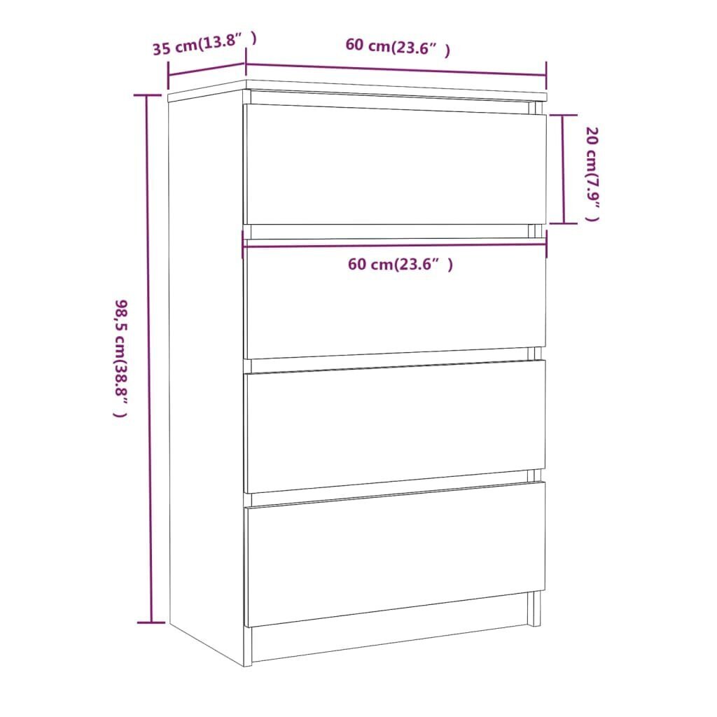 vidaXL puhvetkapp, suitsutatud tamm, 60x35x98,5 cm, tehispuit цена и информация | Elutoa väikesed kapid | kaup24.ee