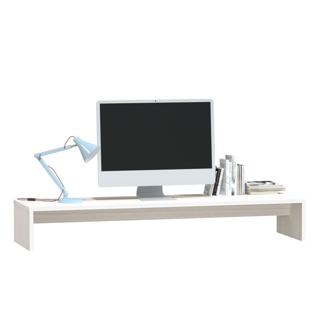 vidaXL monitorialus, valge, 100 x 27 x 15 cm, männipuit hind ja info | TV alused | kaup24.ee