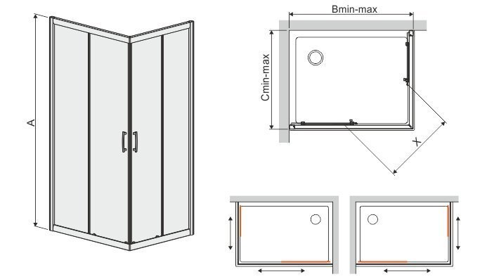 Nurga dušikabiin Sanplast TX KN/TX5b 80x100s, profiil manhatan, kaunistatud klaas grey цена и информация | Dušikabiinid | kaup24.ee