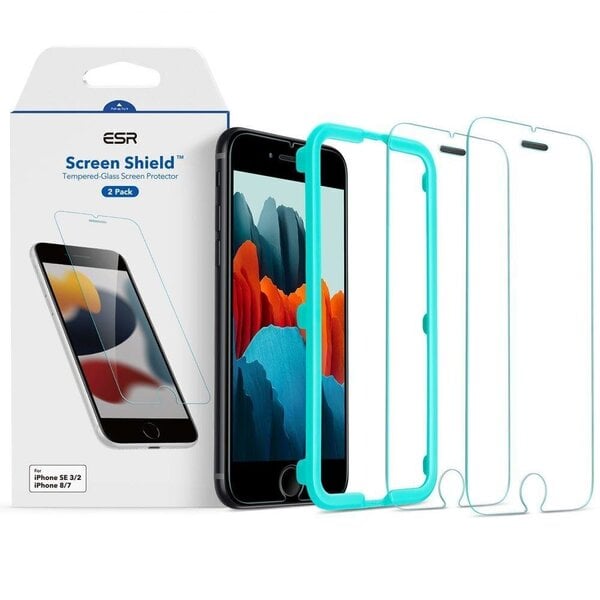 Ekraanikaitse Esr Screen shield sobib iPhone 6 / 6s / 7 / 8 / SE 2020 / SE 2022 läbipaistev, 2 tk hind ja info | Ekraani kaitsekiled | kaup24.ee