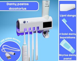 Hambaharjatops UV-sterilisaatori ja hambapasta dosaatoriga hind ja info | Vannitoa sisustuselemendid ja aksessuaarid | kaup24.ee
