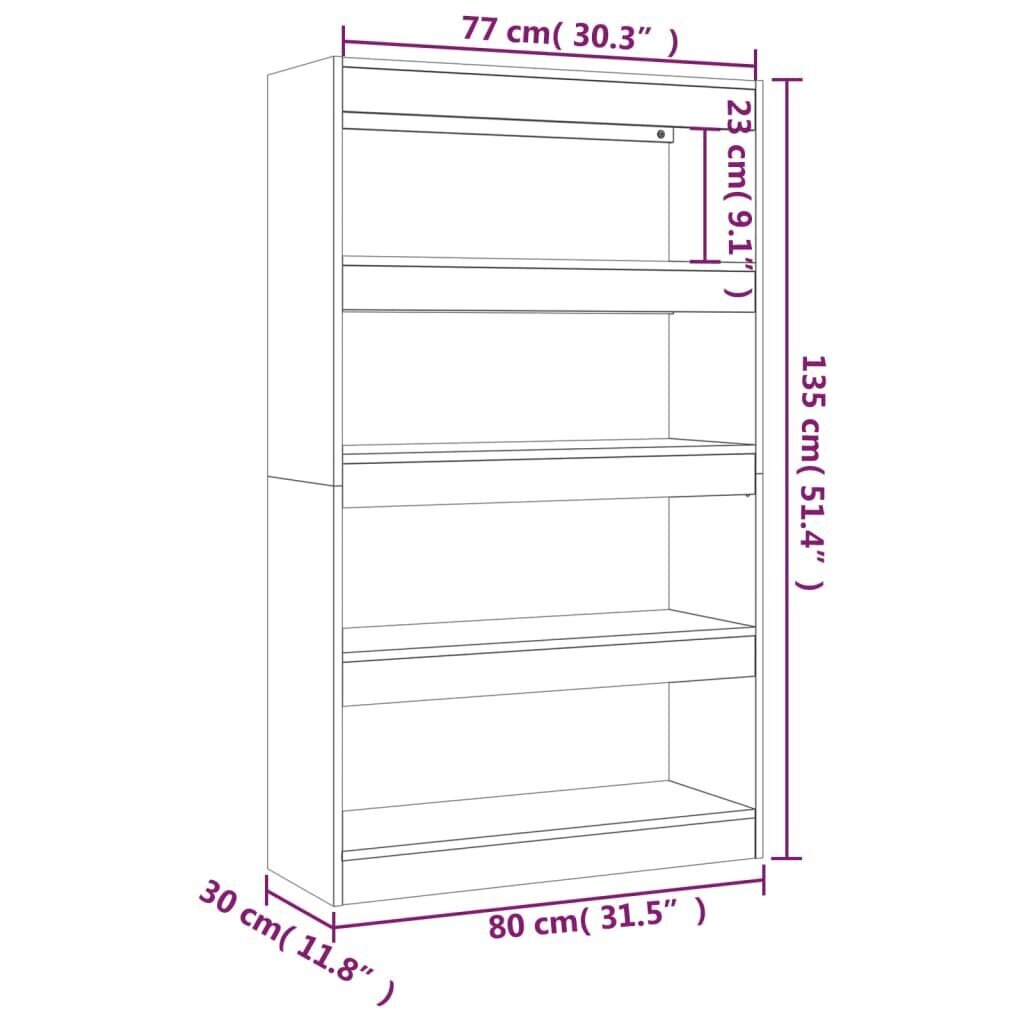 vidaXL raamatukapp, hall Sonoma, 80x30x135 cm, puitlaastplaat цена и информация | Riiulid | kaup24.ee