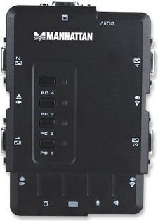 KVM lüliti VGA / USB 4x1 4 porti heli/mikrofoniga Manhattan 151269 hind ja info | Ruuterid | kaup24.ee