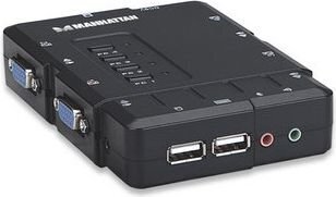 KVM lüliti VGA / USB 4x1 4 porti heli/mikrofoniga Manhattan 151269 цена и информация | Ruuterid | kaup24.ee