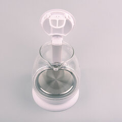 Электрический чайник MR-055-WHITE, стеклянный, 1 л, 1100Вт цена и информация | Электрочайники | kaup24.ee