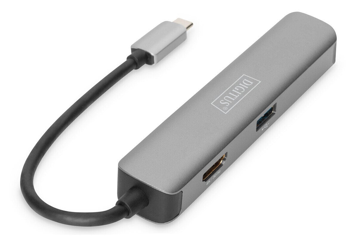 DIGITUS USB-C Dock, 4K/30Hz HDMI/2x USB-A /SD/MicroSD hind ja info | USB jagajad, adapterid | kaup24.ee