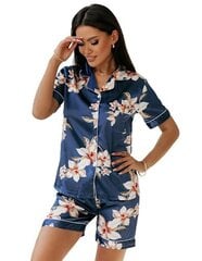 Kaheosaline pidžaama lühikeste pükstega Magmac FLORIA naistele, tumesinine hind ja info | Öösärgid, pidžaamad | kaup24.ee