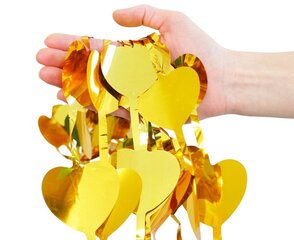 Riputatav dekoratsioon, fooliumist kardin Hearts, 100 х 200 cm (värv: metallic gold) SH-KSMZ hind ja info | Peokaunistused | kaup24.ee