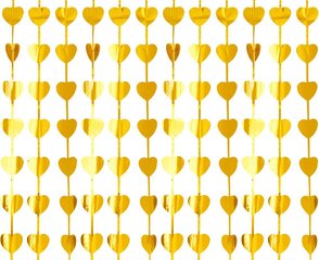 Декоративное украшение - занавеска Hearts, 100 х 200 см (цвет: metallic gold) SH-KSMZ цена и информация | Праздничные декорации | kaup24.ee