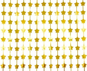 Декоративное украшение - занавеска Stars, 100 х 200 см (цвет: metallic gold) SH-KGMZ цена и информация | Гудки для вечеринки Clown Face (4шт.) | kaup24.ee