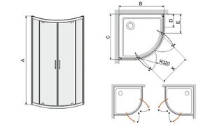 Угловая душевая кабина Sanplast TX KP2DJ/TX5b 90s, профиль pergamon, декорированное стекло cora цена и информация | Душевые кабины | kaup24.ee