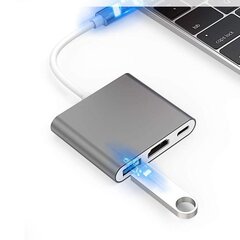 C-tüüpi USB-adapter, jaotur (USB 3.0, HDMI, C-tüüpi) цена и информация | Адаптеры и USB-hub | kaup24.ee