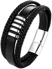 Мужской кожаный браслет S134, черный цена и информация | Мужские украшения | kaup24.ee
