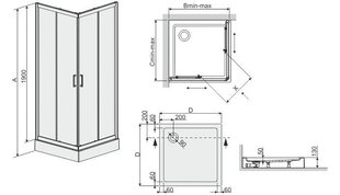 Угловая душевая кабина Sanplast TX KN /TX4b 80s, белый профиль, стекло Cora, с поддоном цена и информация | Душевые кабины | kaup24.ee