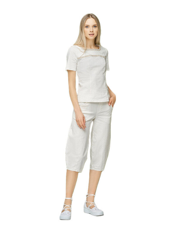 Elastsed linasest kärbitud püksid Lega KL44, valge hind ja info | Naiste lühikesed püksid | kaup24.ee