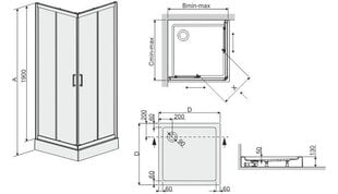 Угловая душевая кабина Sanplast TX KN /TX4b 80s, профиль блестящее серебро, стекло Gray, с поддоном цена и информация | Душевые кабины | kaup24.ee