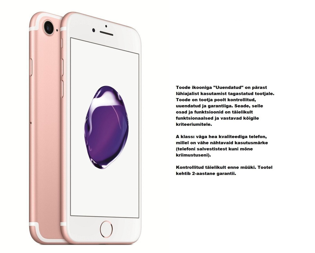 Renewd/uuendatud nutitelefon Apple iPhone 7 Rose Gold 32GB RND-P70432 hind ja info | Telefonid | kaup24.ee