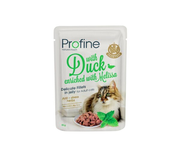 Profine Cat Pouch Duck in Jelly märgtoit kassidele 85g цена и информация | Konservid kassidele | kaup24.ee