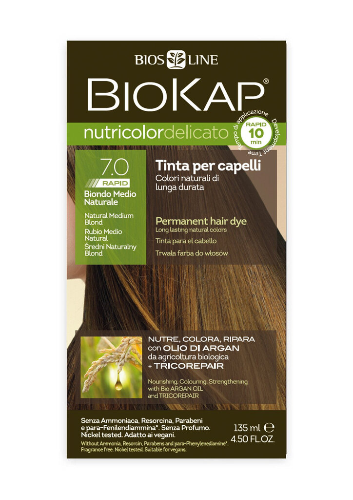 Biokap Nutricolor Delicato Rapid 7.0 / Naturaalne keskmine blond / kiir-püsivärv hind ja info | Juuksevärvid | kaup24.ee