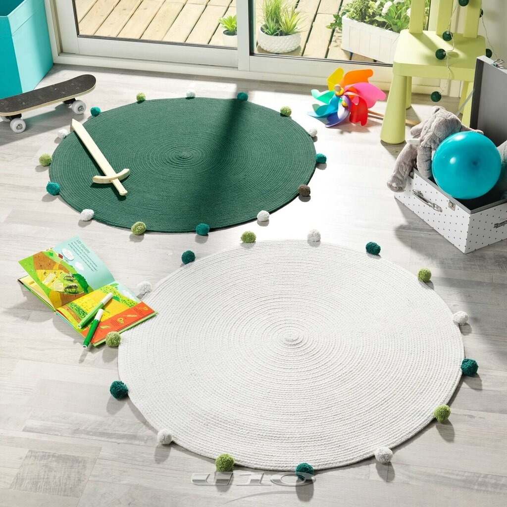 Douceur d'Intérieur vaip Pompomparty, roheline, Ø 90 cm hind ja info | Vaibad | kaup24.ee