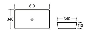 Keraamiline valamu töötasapinnale 61x34x11 cm E-6275, matt valge цена и информация | Раковины | kaup24.ee