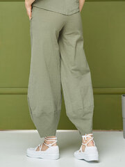 Stretch linasest riidest püksid Lega KL43, roheline hind ja info | Naiste püksid | kaup24.ee