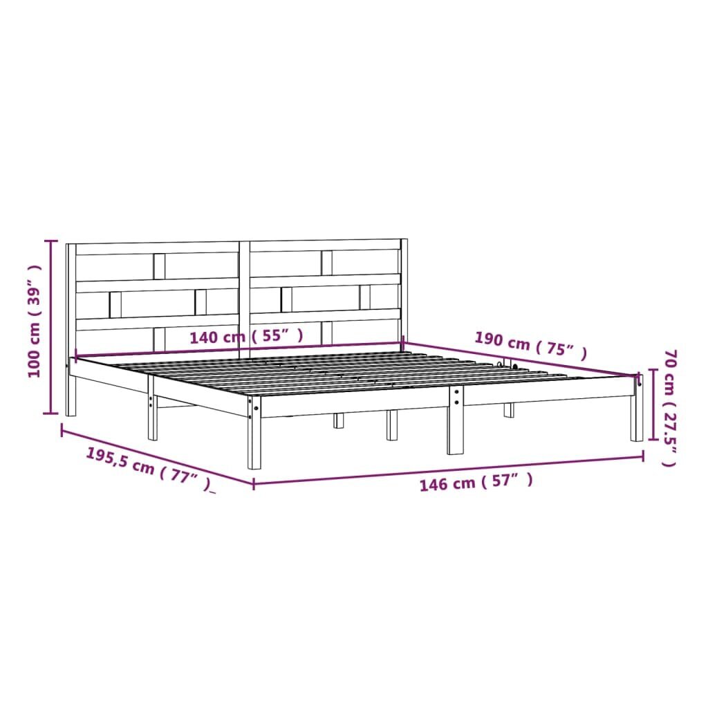 vidaXL voodiraam, täismännipuit, 140 x 190 cm hind ja info | Voodid | kaup24.ee