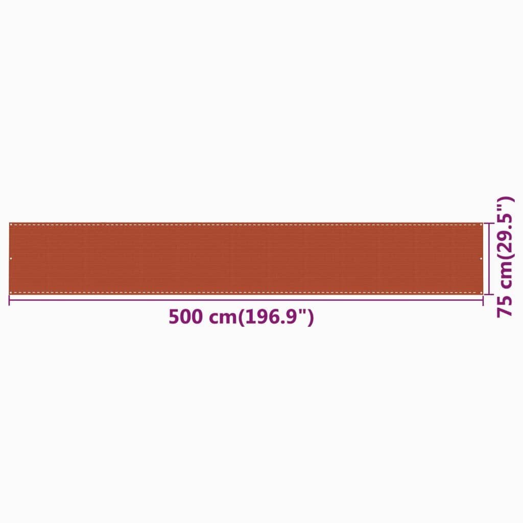 vidaXL rõdusirm, oranž, 75 x 500 cm, HDPE цена и информация | Päikesevarjud, markiisid ja alused | kaup24.ee